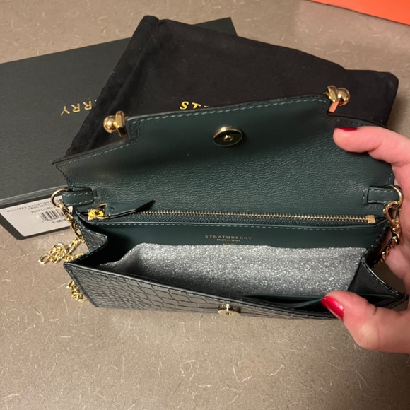 Strathberry Multrees Croc-Embossed Leather Wallet-On-Chain - Picture 4 of 4